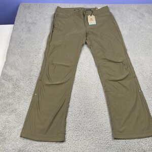 prAna Pants Womens 14 Olive Green Standard Fit Regular Hiking Roll-Up 32 Inseam